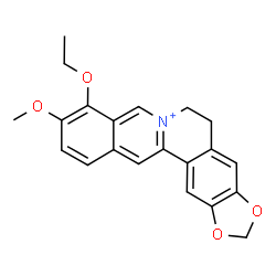 ChemSpider 2D Image | 9-Ethoxy-10-methoxy-5,6-dihydro[1,3]dioxolo[4,5-g]isoquinolino[3,2-a]isoquinolin-7-ium | C21H20NO4