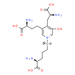 ChemSpider 2D Image | 6-{4-[(2S)-2-Amino-2-carboxyethyl]-3-[(3S)-3-amino-3-carboxypropyl]-5-hydroxy-1-pyridiniumyl}-L-(6-~13~C,6,6-~2~H_2_)norleucine | C1713CH27D2N4O7