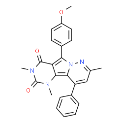 ChemSpider 2D Image | 5-(4-Methoxyphenyl)-1,3,8-trimethyl-10-phenylpyrimido[4',5':3,4]pyrrolo[1,2-b]pyridazine-2,4(1H,3H)-dione | C25H22N4O3