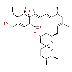 ChemSpider 2D Image | (1'R,2R,4'S,5S,6R,8'R,10'E,13'R,14'E,16'E,20'R,21'R,24'S)-24'-Hydroxy-22'-(hydroxymethyl)-21'-methoxy-5,6,11',13'-tetramethyl-3,4,5,6-tetrahydro-2'H-spiro[pyran-2,6'-[3,7,19]trioxatetracyclo[15.6.1.1~
4,8~.0~20,24~]pentacosa[10,14,16,22]tetraen]-2'-one | C32H46O8