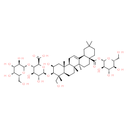 ChemSpider 2D Image | (2S,3S,4R,5R,6R)-6-[[(2S,3R,4R,4aR,6aR,6bS,8aS,12aR,14aR,14bR)-2-hydroxy-4-(hydroxymethyl)-4,6a,6b,11,11,14b-hexamethyl-8a-[(2S,3R,4S,5S,6R)-3,4,5-trihydroxy-6-(hydroxymethyl)tetrahydropyran-2-yl]oxycarbonyl-1,2,3,4a,5,6,7,8,9,10,12,12a,14,14a-tetradecahydropicen-3-yl]oxy]-4,5-dihydroxy-3-[(2S,3R,4S,5S,6R)-3,4,5-trihydroxy-6-(hydroxymethyl)tetrahydropyran-2-yl]oxy-tetrahydropyran-2-carboxylic acid | C48H76O21