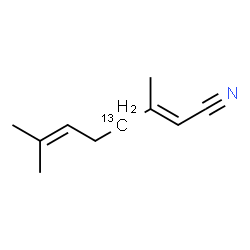 ChemSpider 2D Image | (2E)-3,7-Dimethyl(4-~13~C)-2,6-octadienenitrile | C913CH15N