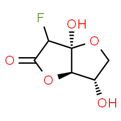 ChemSpider 2D Image | (3aS,6S,6aR)-3-Fluoro-3a,6-dihydroxytetrahydrofuro[3,2-b]furan-2(3H)-one | C6H7FO5
