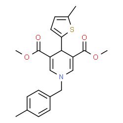 ChemSpider 2D Image | Dimethyl 1-(4-methylbenzyl)-4-(5-methyl-2-thienyl)-1,4-dihydro-3,5-pyridinedicarboxylate | C22H23NO4S