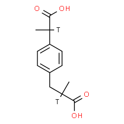 ChemSpider 2D Image | 3-{4-[1-Carboxy(1-~3~H)ethyl]phenyl}-2-methyl(2-~3~H)propanoic acid | C13H14T2O4
