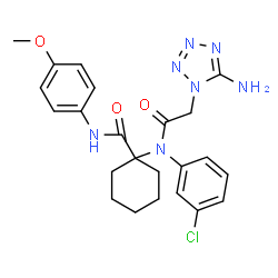ChemSpider 2D Image | 1-{[(5-Amino-1H-tetrazol-1-yl)acetyl](3-chlorophenyl)amino}-N-(4-methoxyphenyl)cyclohexanecarboxamide | C23H26ClN7O3