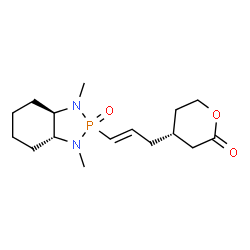 ChemSpider 2D Image | (4R)-4-{(2E)-3-[(3aR,7aR)-1,3-Dimethyl-2-oxidooctahydro-1H-1,3,2-benzodiazaphosphol-2-yl]-2-propen-1-yl}tetrahydro-2H-pyran-2-one | C16H27N2O3P