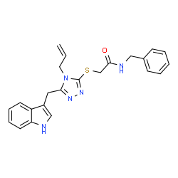 ChemSpider 2D Image | 2-{[4-Allyl-5-(1H-indol-3-ylmethyl)-4H-1,2,4-triazol-3-yl]sulfanyl}-N-benzylacetamide | C23H23N5OS