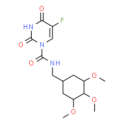 ChemSpider 2D Image | 5-Fluoro-2,4-dioxo-N-[(3,4,5-trimethoxycyclohexyl)methyl]-3,4-dihydro-1(2H)-pyrimidinecarboxamide | C15H22FN3O6