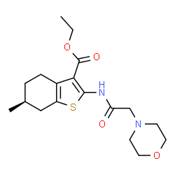 ChemSpider 2D Image | Ethyl (6S)-6-methyl-2-[(4-morpholinylacetyl)amino]-4,5,6,7-tetrahydro-1-benzothiophene-3-carboxylate | C18H26N2O4S
