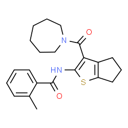 ChemSpider 2D Image | N-[3-(1-Azepanylcarbonyl)-5,6-dihydro-4H-cyclopenta[b]thiophen-2-yl]-2-methylbenzamide | C22H26N2O2S