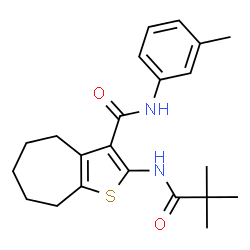 ChemSpider 2D Image | 2-[(2,2-Dimethylpropanoyl)amino]-N-(3-methylphenyl)-5,6,7,8-tetrahydro-4H-cyclohepta[b]thiophene-3-carboxamide | C22H28N2O2S