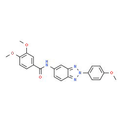 ChemSpider 2D Image | 3,4-Dimethoxy-N-[2-(4-methoxyphenyl)-2H-benzotriazol-5-yl]benzamide | C22H20N4O4