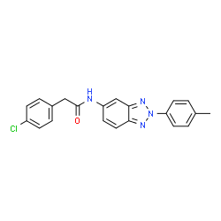 ChemSpider 2D Image | 2-(4-Chlorophenyl)-N-[2-(4-methylphenyl)-2H-benzotriazol-5-yl]acetamide | C21H17ClN4O