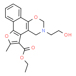 ChemSpider 2D Image | Ethyl 3-(2-hydroxyethyl)-6-methyl-3,4-dihydro-2H-furo[3',2':3,4]naphtho[2,1-e][1,3]oxazine-5-carboxylate | C20H21NO5