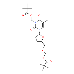 ChemSpider 2D Image | {3-[(2R,5S)-5-({[(2,2-Dimethylpropanoyl)oxy]methoxy}methyl)tetrahydro-2-furanyl]-5-methyl-2,6-dioxo-3,6-dihydro-1(2H)-pyrimidinyl}methyl pivalate | C22H34N2O8