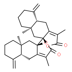 ChemSpider 2D Image | (4aS,8aR,9aS)-9a-[(4aR,8aS,9aR)-3,8a-Dimethyl-5-methylene-2-oxo-4,4a,5,6,7,8,8a,9-octahydronaphtho[2,3-b]furan-9a(2H)-yl]-3,8a-dimethyl-5-methylene-4a,5,6,7,8,8a,9,9a-octahydronaphtho[2,3-b]furan-2(4H
)-one | C30H38O4