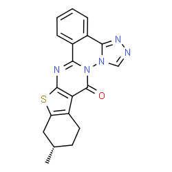 ChemSpider 2D Image | (11S)-11-Methyl-10,11,12,13-tetrahydro-14H-[1]benzothieno[2',3':4,5]pyrimido[2,1-a][1,2,4]triazolo[4,3-c]phthalazin-14-one | C19H15N5OS