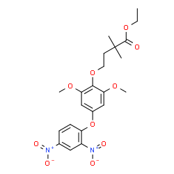 ChemSpider 2D Image | Ethyl 4-[4-(2,4-dinitrophenoxy)-2,6-dimethoxyphenoxy]-2,2-dimethylbutanoate | C22H26N2O10