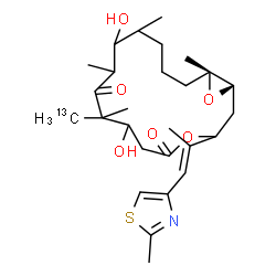 ChemSpider 2D Image | (1S,16R)-7,11-Dihydroxy-8,10,12,16-tetramethyl-8-(~13~C)methyl-3-[(1E)-1-(2-methyl-1,3-thiazol-4-yl)-1-propen-2-yl]-4,17-dioxabicyclo[14.1.0]heptadecane-5,9-dione | C2613CH41NO6S