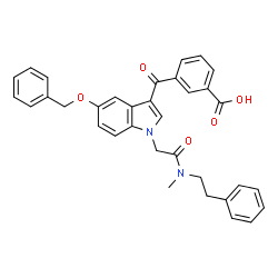 ChemSpider 2D Image | 3-{[5-(Benzyloxy)-1-{2-[methyl(2-phenylethyl)amino]-2-oxoethyl}-1H-indol-3-yl]carbonyl}benzoic acid | C34H30N2O5