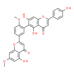 ChemSpider 2D Image | 5,7-Dihydroxy-6-[5-(5-hydroxy-7-methoxy-4-oxo-4H-chromen-2-yl)-2-methoxyphenyl]-2-(4-hydroxyphenyl)-4H-chromen-4-one | C32H22O10