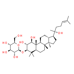 ChemSpider 2D Image | (1beta,2alpha,3beta,20R)-1,2,20-Trihydroxydammar-24-en-3-yl beta-D-glucopyranoside | C36H62O9