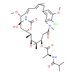 ChemSpider 2D Image | (1S,2R,3S,5S,6S,20R,21S)-11-Chloro-21-hydroxy-12,20-dimethoxy-2,5,9,16-tetramethyl-8,23-dioxo-4,24-dioxa-9,22-diazatetracyclo[19.3.1.1~10,14~.0~3,5~]hexacosa-10(26),11,13,16,18-pentaen-6-yl N-isobutyr
yl-L-alaninate | C35H48ClN3O10