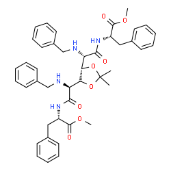 ChemSpider 2D Image | Dimethyl (2S,2'S)-2,2'-([(4S)-2,2-dimethyl-1,3-dioxolane-4,5-diyl]bis{[(2S)-2-(benzylamino)-1-oxo-2,1-ethanediyl]imino})bis(3-phenylpropanoate) | C43H50N4O8
