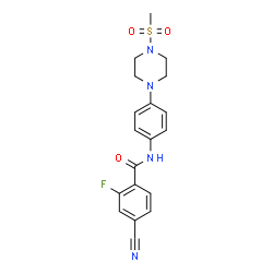 ChemSpider 2D Image | 4-Cyano-2-fluoro-N-{4-[4-(methylsulfonyl)-1-piperazinyl]phenyl}benzamide | C19H19FN4O3S