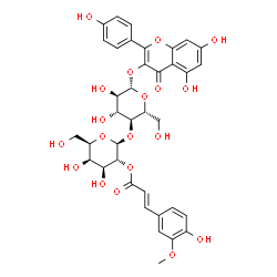 ChemSpider 2D Image | 5,7-Dihydroxy-2-(4-hydroxyphenyl)-4-oxo-4H-chromen-3-yl 4-O-{2-O-[(2E)-3-(4-hydroxy-3-methoxyphenyl)-2-propenoyl]-beta-D-galactopyranosyl}-beta-D-glucopyranoside | C37H38O19