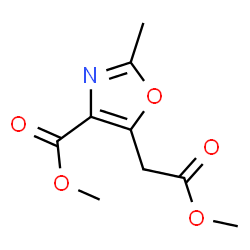 ChemSpider 2D Image | Methyl 5-(2-methoxy-2-oxoethyl)-2-methyloxazole-4-carboxylate | C9H11NO5