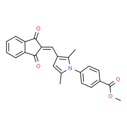 ChemSpider 2D Image | Methyl 4-{3-[(1,3-dioxo-1,3-dihydro-2H-inden-2-ylidene)methyl]-2,5-dimethyl-1H-pyrrol-1-yl}benzoate | C24H19NO4