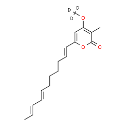 ChemSpider 2D Image | 3-Methyl-4-[(~2~H_3_)methyloxy]-6-[(1E,7E,9E)-1,7,9-undecatrien-1-yl]-2H-pyran-2-one | C18H21D3O3