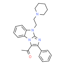ChemSpider 2D Image | 1-{2-Phenyl-9-[2-(1-piperidinyl)ethyl]-9H-imidazo[1,2-a]benzimidazol-3-yl}ethanone | C24H26N4O