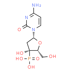 ChemSpider 2D Image | 4-Amino-1-(2-deoxy-3-C-phosphono-beta-D-threo-pentofuranosyl)-2(1H)-pyrimidinone | C9H14N3O7P