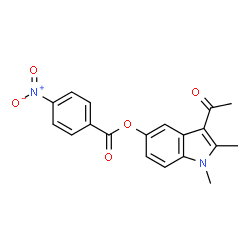 ChemSpider 2D Image | 3-Acetyl-1,2-dimethyl-1H-indol-5-yl 4-nitrobenzoate | C19H16N2O5