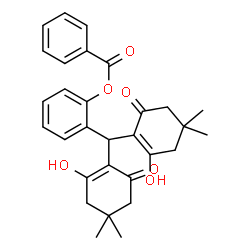 ChemSpider 2D Image | 2-[Bis(2-hydroxy-4,4-dimethyl-6-oxo-1-cyclohexen-1-yl)methyl]phenyl benzoate | C30H32O6