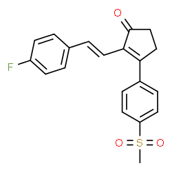 ChemSpider 2D Image | 2-[(E)-2-(4-Fluorophenyl)vinyl]-3-[4-(methylsulfonyl)phenyl]-2-cyclopenten-1-one | C20H17FO3S