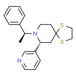 ChemSpider 2D Image | (7R)-8-[(1S)-1-Phenylethyl]-7-(3-pyridinyl)-1,4-dithia-8-azaspiro[4.5]decane | C20H24N2S2