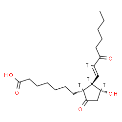 ChemSpider 2D Image | (8beta,11beta,13Z)-11-Hydroxy-9,15-dioxo(8,11,12,14-~3~H_4_)prost-13-en-1-oic acid | C20H28T4O5