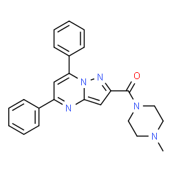 ChemSpider 2D Image | (5,7-Diphenylpyrazolo[1,5-a]pyrimidin-2-yl)(4-methyl-1-piperazinyl)methanone | C24H23N5O