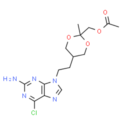 ChemSpider 2D Image | {5-[2-(2-Amino-6-chloro-9H-purin-9-yl)ethyl]-2-methyl-1,3-dioxan-2-yl}methyl acetate | C15H20ClN5O4