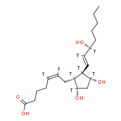 ChemSpider 2D Image | (5Z,8beta,9beta,11beta,12alpha,13Z,15R)-9,11,15-Trihydroxy(5,6,8,9,11,12,14,15-~3~H_8_)prosta-5,13-dien-1-oic acid | C20H26T8O5