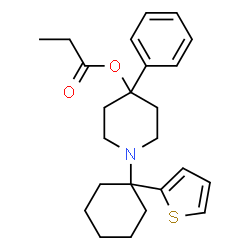 ChemSpider 2D Image | 4-Phenyl-1-[1-(2-thienyl)cyclohexyl]-4-piperidinyl propionate | C24H31NO2S