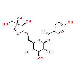 ChemSpider 2D Image | Î²-D-Glucopyranose, 6-O-D-apio-Î²-D-furanosyl-, 1-(4-hydroxybenzoate) | C18H24O12