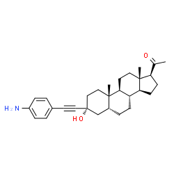 ChemSpider 2D Image | (3alpha,5beta)-3-[(4-Aminophenyl)ethynyl]-3-hydroxypregnan-20-one | C29H39NO2