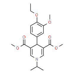 ChemSpider 2D Image | Dimethyl 4-(4-ethoxy-3-methoxyphenyl)-1-isopropyl-1,4-dihydro-3,5-pyridinedicarboxylate | C21H27NO6