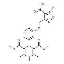 ChemSpider 2D Image | Dimethyl 4-{3-[(4-carbamoyl-5-oxido-1,2,5-oxadiazol-3-yl)methoxy]phenyl}-2,6-dimethyl-1,4-dihydro-3,5-pyridinedicarboxylate | C21H22N4O8