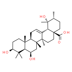 ChemSpider 2D Image | (3beta,6beta)-3,6,19-Trihydroxyurs-12-en-28-oic acid | C30H48O5
